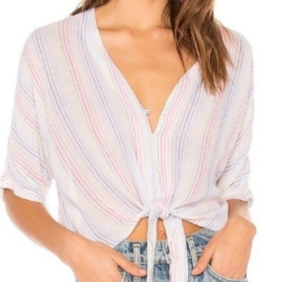Rails Thea Isla Stripe Linen Blouse - Picture 1 of 13